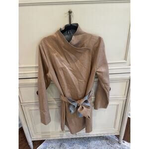 Orb Life Wool Wrap Tie Brown Gray Jacket‎ Size Large